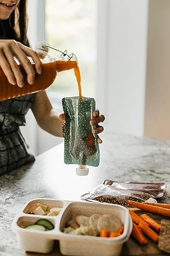 Reusable Baby Food Pouches Storage | Snacks | Purees, Apple Sauces, Smoothies | Ensemble de 6 pochettes alimentaires réutilisables 4 41U96phcfPL. AC