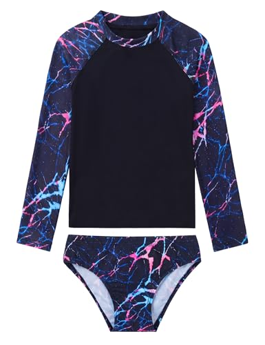 Image of Girls Rash Guard Swimsuit Two Pieces Adorable Swimswear Quick Dry Bathing Suit Long Sleeve