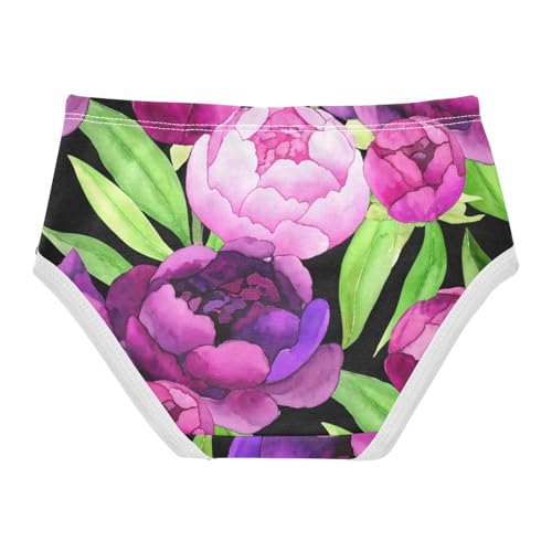 Cotton Toddler Girls Underwear Pink Purple Peonies Green Leaves Black Panties Little Girl Animal Underpants Briefs 2t2