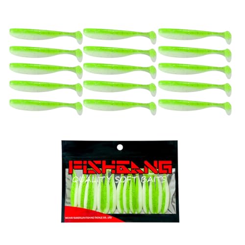 Seavey Soft Lures?Paddletail Swim Baits?Saltwater Lures White?Soft Baits?15PCS?2/3 Inches?Soft Plastics for Bass Fishing?Paddle Tail Swimbaits