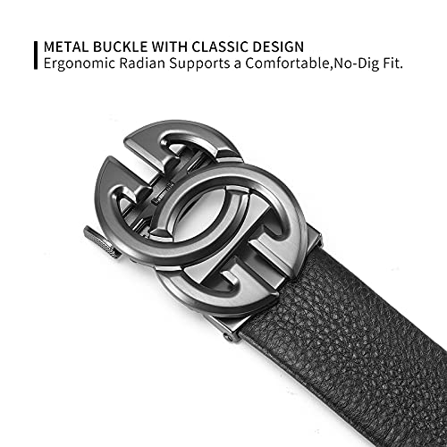 Image of ARIMIA Fashion Mens Real Leather Ratchet Belt Black Adjustable Length Full Grain Soft Genuine Cowhide Strap 1.5 Inch Wide
