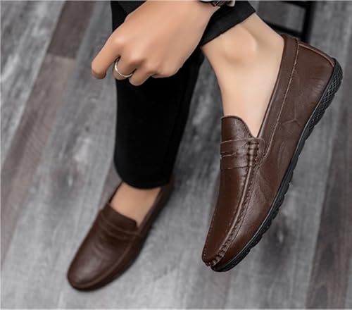 Men's Loafers Shoes PU Stitching Details Round Toe Slip Resistant Flexible Comfortable Classic Prom Slip-ons 6