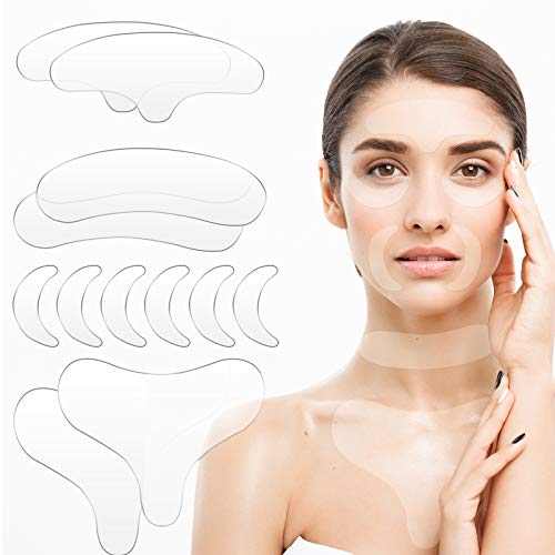 Chest Wrinkle Pads -Decollete Anti Cleavage Wrinkles Silicone Pad Reusable Chest Patches Neck Pad for Skin Lines Prevention Wrinkle Remover Reduce Wrinkle and Smooth Your Skin for Women Girls (12 Pcs)
