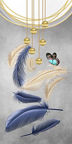 Broderie au Point de Croix Diamant Plume Bleue 5D 80x180