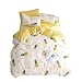 BuLuTu Pineapple 3 Pieces Kids Bedding Duvet Cover Sets Queen Cotton Cream/Off White For Boys Girls,Super Soft Bedding Collections Full,Love Gifts for Her,Him,Teens,Daughter,Child,Friend,No Comforter