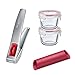Produktbild Westmark Würz-Set, 1 Knoblauchpresse mit Reinigungselement + 1 Glas-Frischhaltedose, 150 ml + Knoblauchschäler-Rolle, Glas/Aluminium/SAN/Silikon/PP, Silber/Transparent/Rot, 300822E8