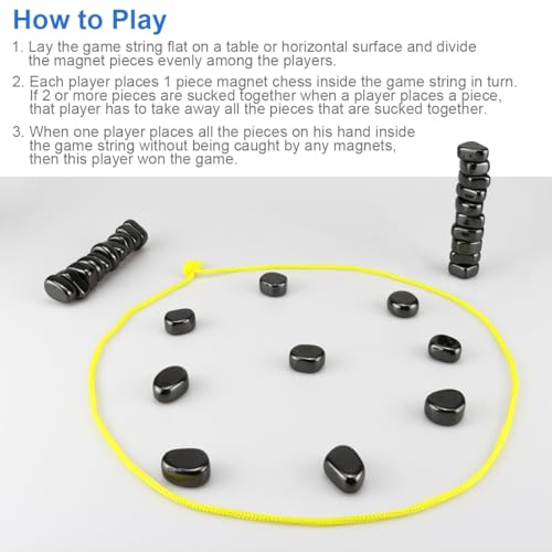 Fasigo MAGNETIC CHESS GAME Chess Game With Stones, Magnetic Chess Game With Rocks, Magnet Game With String, Magnet Chess Game, Puzzle Strategy Games For Kids And Adults thumb #5
