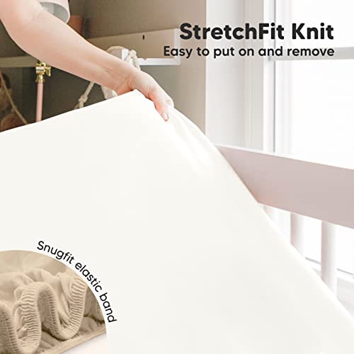 2-Pack Mini Crib Sheets, Pack And Play Sheets Fitted - Pack N Play Sheets, Organic Fitted Crib Sheet For Pack And Play Mattress, Playard Baby Crib Sheets, Crib Sheets Neutral For Boys,Girls (Khaki) #TOP5