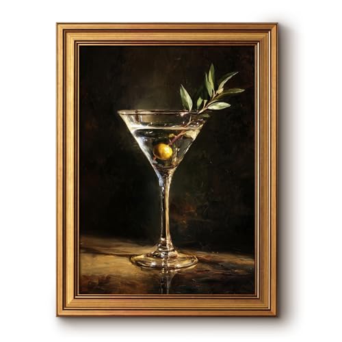 Bzstyleart Vintage Wall Art Decor for Living Room, Martini Framed