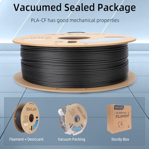 Image of 3DHoJor Carbon Fiber PLA Filament 1.75mm Black 1KG, PLA-CF Filament 3D Printer Filament Dimensional Accuracy + /- 0.03mm, Fits for Most FDM 3D Printers-Black