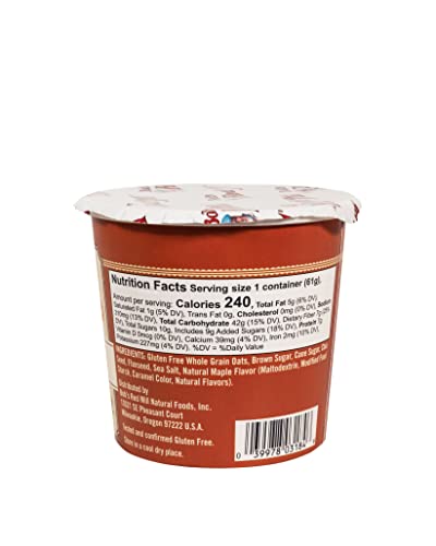 Image of Bob's Red Mill GF Oatmeal Cup, Maple & Brown Sugar, 2.15 Ounce Cup (Pack of 12) - Non GMO, Whole Grain, Kosher