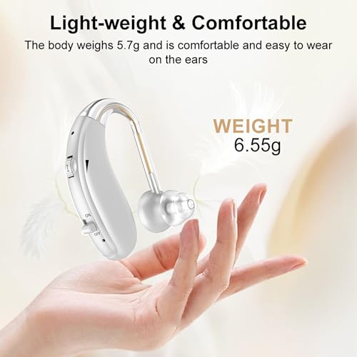 Image of Fastwell F27 Rechargeable Hearing Aids for Adults with Hearing Loss, 360 Degree Rotation Ear Hook, Digital Noise Reduction Ear Machine, Single Ear (Silver) 1-Year Warranty