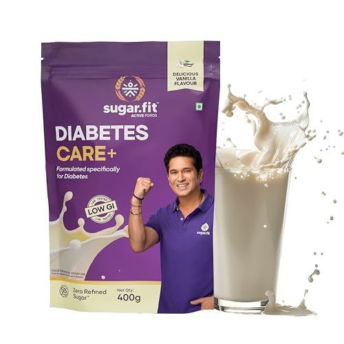 Image of Sugar.fit | Active Foods Diabetes Care+ Supplement Powder 400g, High-Protein Soy & Whey Blend, 30 Vitamins & Minerals, Low GI, Zero Refined Sugar, Vanilla Flavour