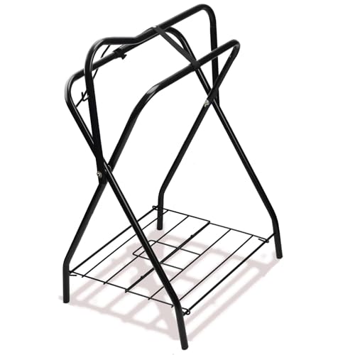 HDYEGY Saddle Rack Portable Folding Horse Saddle Stand for English and Western Saddles 28 L x 19 W x 37.5 H Black