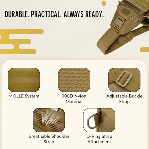 Image of CARRY TRIP OUTDOORS Sling Chest Bag, 900D Nylon Tactical MOLLE Compact Crossbody Camping, Hiking, Cycling, Travel Pack, Water-Resistant Shoulder Sling Bag for Men & Women