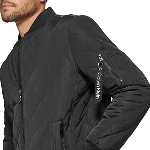 Calvin Klein Men's Flight Jacket, Ultra Black, Large #TOP4