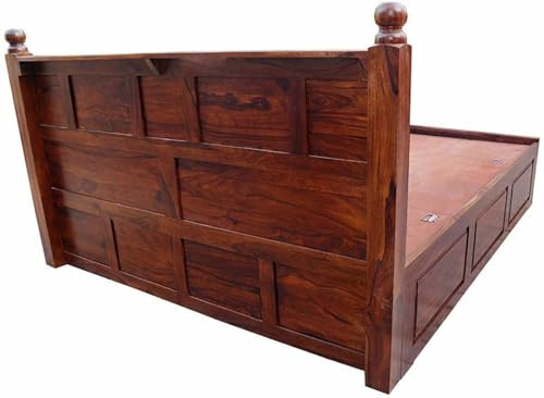 Image of A Beautiful Queen Size Bed,with Box Storage, Sheesham Wood Furniture, DIY(Do-It-Yourself) for Living Room, Polished (Bed 20)