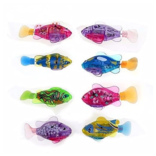 5 PCS Electronic Fish Baby Summer Bath Toy Pet Cat Toys Swimming Robot Fish with LED Light Water Swim Pool Bathtub Toys Christmas Birthday Gifts