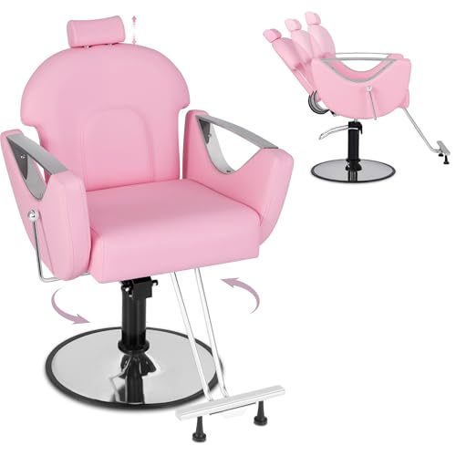 RELAX4LIFE Fauteuil Coiffure Inclinable | Chaise de Barbier Pivotante | Hauteur Réglable | Appuie-Tête Amovible | Repose-Pieds | Fauteuil Coiffeur Pro pour...