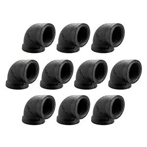 1/2″ Black Pipe Fitting Elbow – Home Expert 10 Pack Industrial Pipe Fittings Iron Pipe Elbow for Steampunk Vintage Shelf Bracket DIY Plumbing