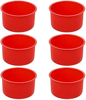 Xinzistar 6 Pcs Silicone Cake Mould for Baking, 4 Inch Non-Stick Round Cake Pan Cake Tins Bakeware Baking Molds Tins for Mousse Muffin Pudding Cupcake Bread (Red)