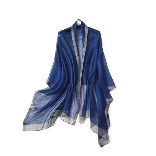 STARWHISPER Women's Gold Trim Silk Scarf Shawl Wrap - Elegant Accessory for Evening Dress - Gift Packaged