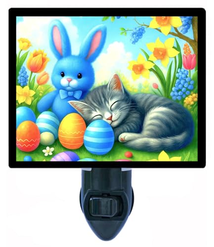 Lámpara de Mesa de Noche con Diseño Gatito de Pascua miniatura 1