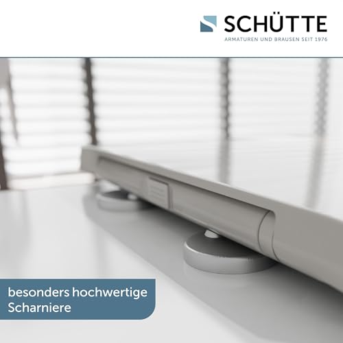 SCHÜTTE D-Form WC-Sitz mit Absenkautomatik, Abnehmbarer Klodeckel aus bruchsicherem Duroplast, DIY Montage mit Schablone, Toilettendeckel und Brille bis 200 kg belastbar, Weiß