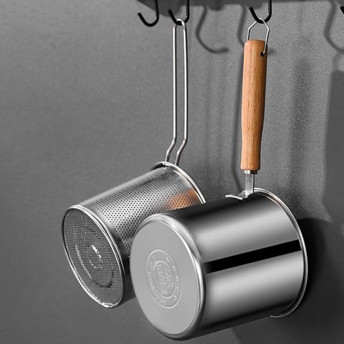 Miniatura 8 de Freidora Acero Inoxidable - Freidora Pequeña Con Cesta, Malla Y Tapa A Prueba De Polvo - Olla Colador Versátil Para Grasa, Freír, Cocinar