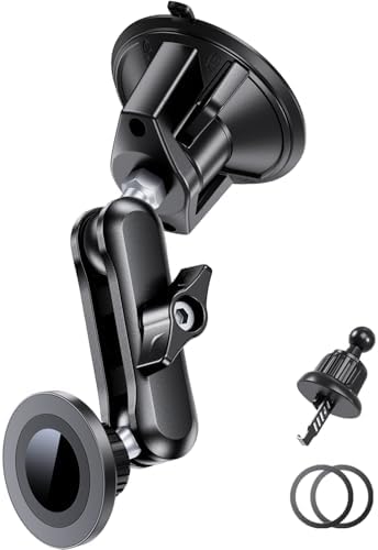 3-in-1 Magnetic Car Phone Holder, Metal Arm Adjustable Phone Mount, 360° Suction Cup Phone Mount for [Dashboard/Windshield/Vent], Compatible for All Smartphones