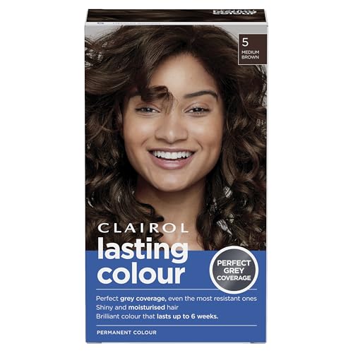 Clairol Lasting Colour Permanent Hair Dye | Ideal Grey Coverage | Shiny and Moisturised Hair | 5 Medium Brown