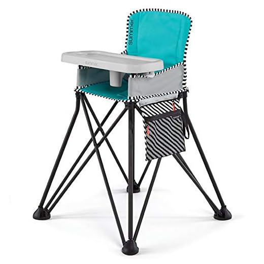 Summer Pop ‘n Sit SE Highchair, Sweet Life Edition, Aqua Sugar Color - Portable High Chair for Indoor/Outdoor Dining - Space Saver High Chair with Fast, Easy, Compact Fold, for 6 Months - 45 Pounds