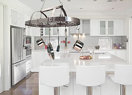 Elegant Designs PR1000-BSN Home Collection 2 Light Kitchen Pot Rack With Down Lights, Brushed Nickel thumb #4