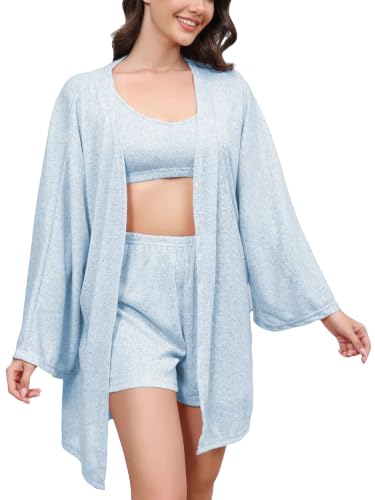 Anetyflying Pajamas for Women Set 3 Piece Knit Lounge Set Pjs Loungewear - image 1