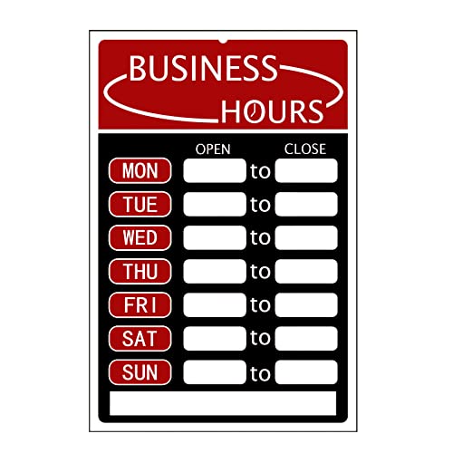 Open Signs, Business Hours Sign Kit - Bright Red And Black Colors， Business Hours Sign,Hours Of Operation Signs For Business,Pvc Open Sign With Hours And Adhesive,Changeable Store Hours Sign,Ideal Signs For Any Business,Store Or Office（8”X 12”） #TOP5