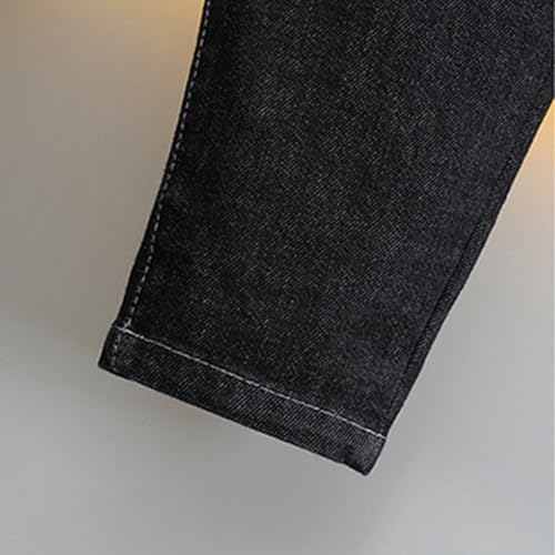 Kids Boys Jeans Elastic Waist 𝗩intage Wide Leg Harlen Denim Pants Casual Baggy Roll Up Trousers with Pocket4