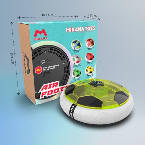 Image of Mirana Air Football Smart Toy for Kids | 3-Mode USB Type-C Rechargeable Hover Ball | Indoor Electric Hoverball with LED Lights | Birthday Gift for Boys & Girls 2 3 4 5 6 7 8 9 10 Years (Glow-Yellow)