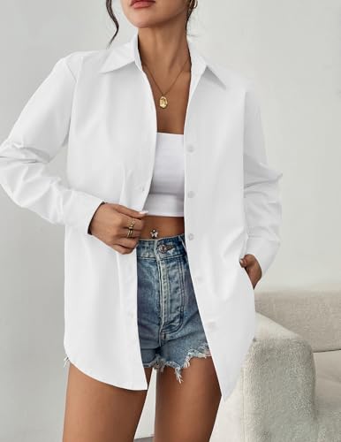 Zeagoo Womens Button Down Shirt Long Sleeve Blouses Solid Work Casual Business Tops Loose Fit Fall Shirts S-2XL3