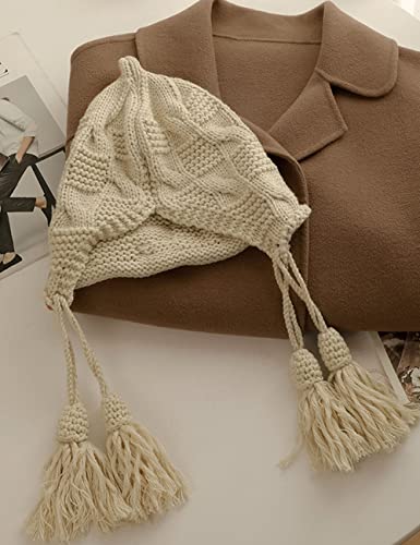 Anlaey Christmas Knitted Hats Crocheted Winter Beanie With Ear Flags Tassel Balls Warm Skull Cap Ski Hat For Women Girls #TOP1