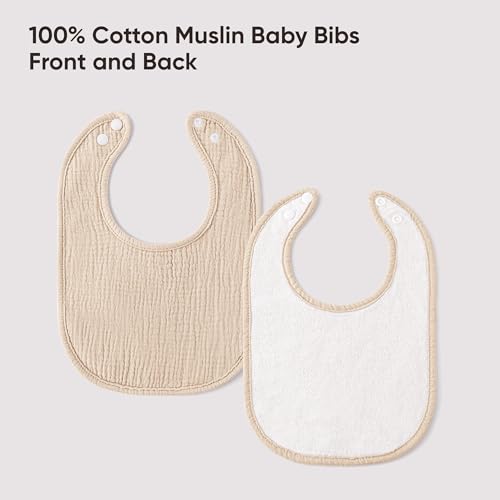Image of Bearmoss Baby Bibs for Drooling and Teething 100% Cotton Muslin Bibs for Baby Boy & Girl,Adjustable, Ultra Absorbent,8 Pack