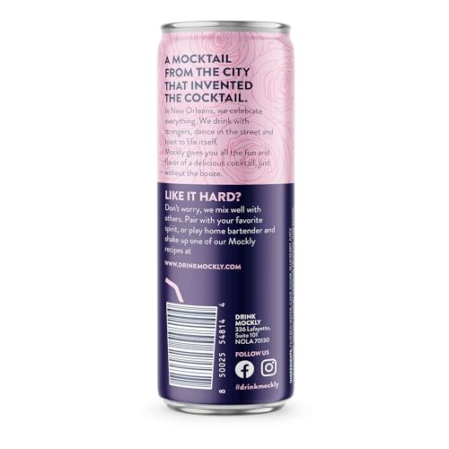 Mockly Baron von Blue Booze-Free Cocktail | Ready To Drink Non-Alcoholic Cocktail | Mocktail Drink Mixer | Blueberry Rose Mint Soda | Zero Proof | 12 Ounces Per Can | 4-Pack