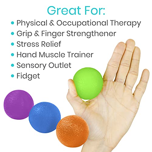 Vive Squeeze Balls for Hand Therapy, Exercise, Arthritis (w/ Rehab Video App) - Grip Strengthener Occupational Equipment for Finger, Wrist, Carpal Tunnel, Pain Relief, Stress - Resistance Strength Squeezing Egg Trainer - Image 5