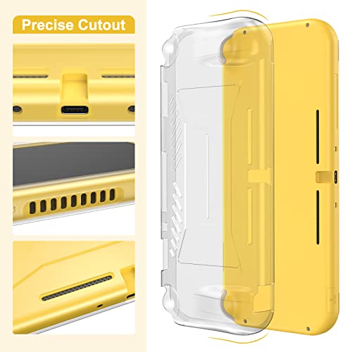 Image of innoAura Switch Lite Case 18-in-1 Accessories Bundle for NS Switch Lite (2019), with Protective Carrying Case, Game Holder, Screen Protector & Cute Thumb Grips, Yellow