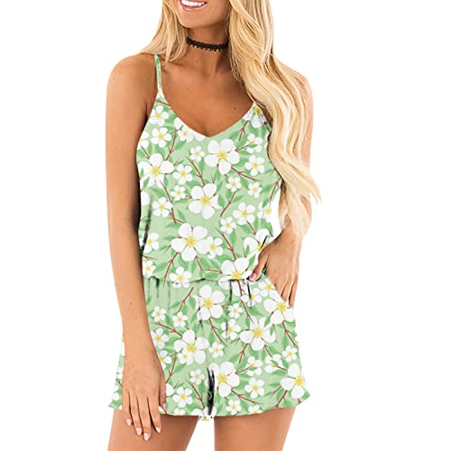 Mint Lime Green Teen Girls Deep V Neck Spandex Coveralls Brunch Adult Onesies Overalls Unitard Sleeveless Camisole Tank Coveralls S #TOP1