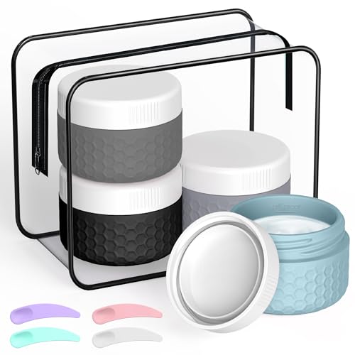 Travel Containers for Toiletries, Portable Size Containers, TSA Approved Travel Size Toiletries, Silicone Cream Jars, Leak-proof Skincare Essentials for Cream lotions (Dark Gray)
