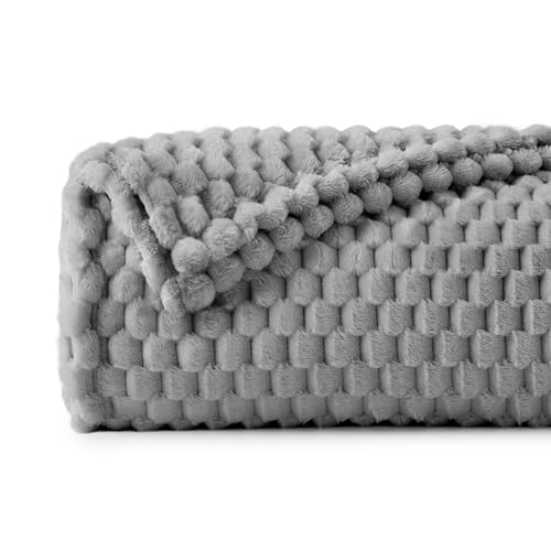 Image of BEDELITE Grey Throw Blanket for Couch, Soft Cozy Gifts for Women, 50 * 60 | 3D Jacquard Decorative Fleece Blanket, Super Soft Plush Throws, Cute Birthday Gift for Women & Men, Suitable for All Seasons