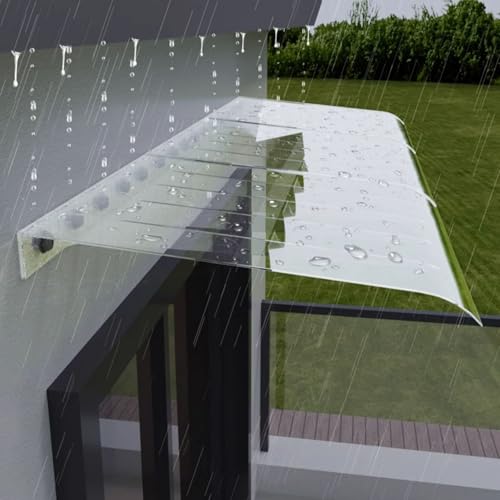 Auvent de balcon moderne polycarbonate marron 35x200cm résistant grêle