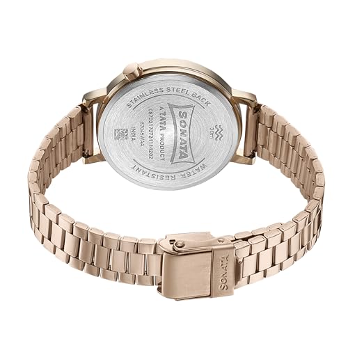 Image of Sonata Elegent Essentials Quartz Analog Rose Gold Dial Stainless Steel Strap Watch for Women
