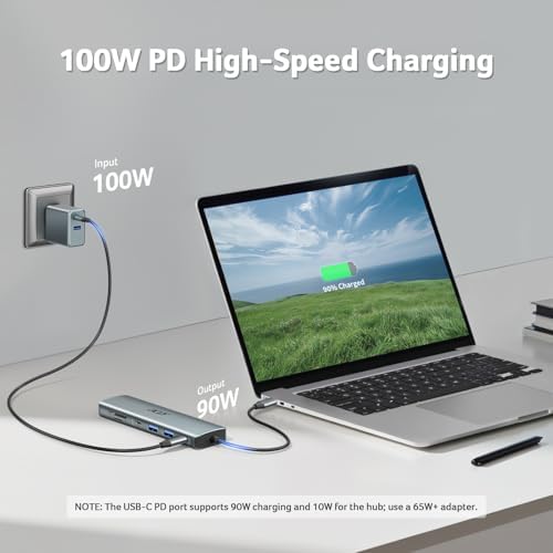 Acer USB C Hub, 7 in 1 4K USB C to HDMI Adapter, Multiport Splitter with PD100W Fast Charging, 5Gbps 2*USB 3.0, Type-C Data Port, SD TF Card Reader for MacBook Neo(A18 Pro), iPad Pro, Acer, Dell XPS - 3