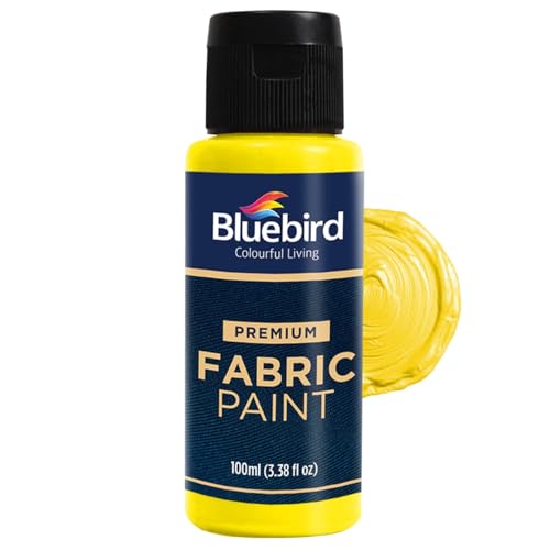 BLUEBIRD Fabric Paint Lemon Yellow 3.4 Fl Oz Permanent Fabric Paints for Clothes Furniture Upholstery